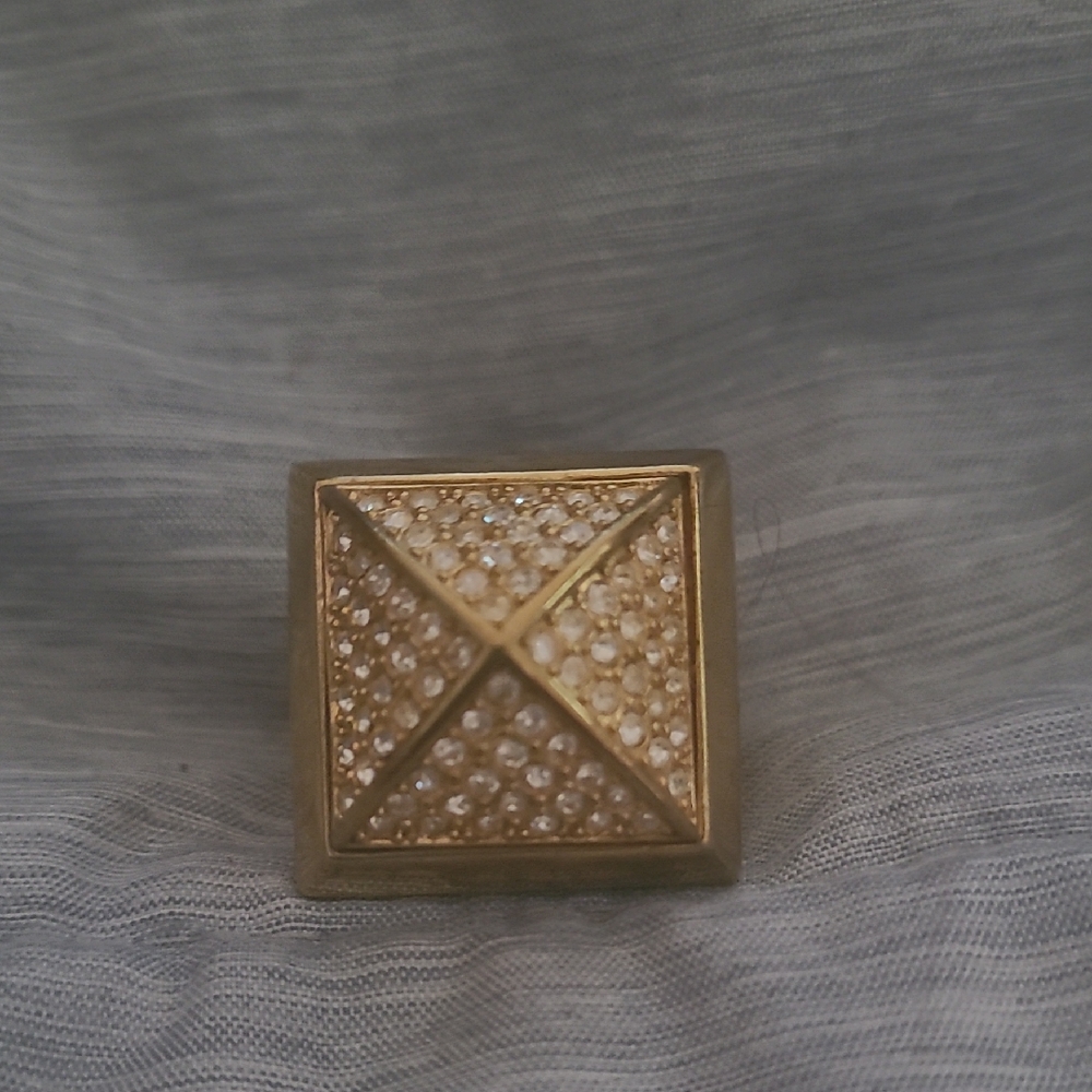 Gold Square Studded Ring